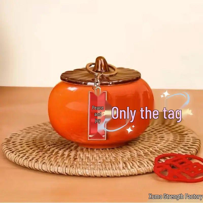 Persimmon Ruyi Ceramic Tea Storage Can - Creative Home Ornament