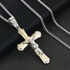 Klassische Mode Kreuz Jesus Anhänger Herren Halskette Glaube Schmuck (mit Silberkiel