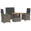 VidaXL Ensemble à Manger de Jardin avec Coussins 4 pcs, Table de Terrasse, Meubles de Patio, Mobilier d'Extérieur, Gris 3277347