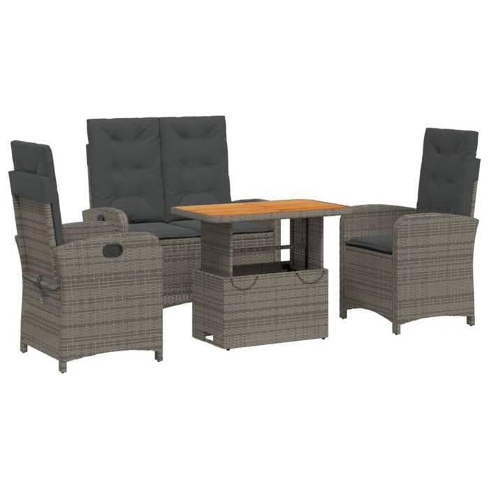 VidaXL Ensemble à Manger de Jardin avec Coussins 4 pcs, Table de Terrasse, Meubles de Patio, Mobilier d'Extérieur, Gris 3277347