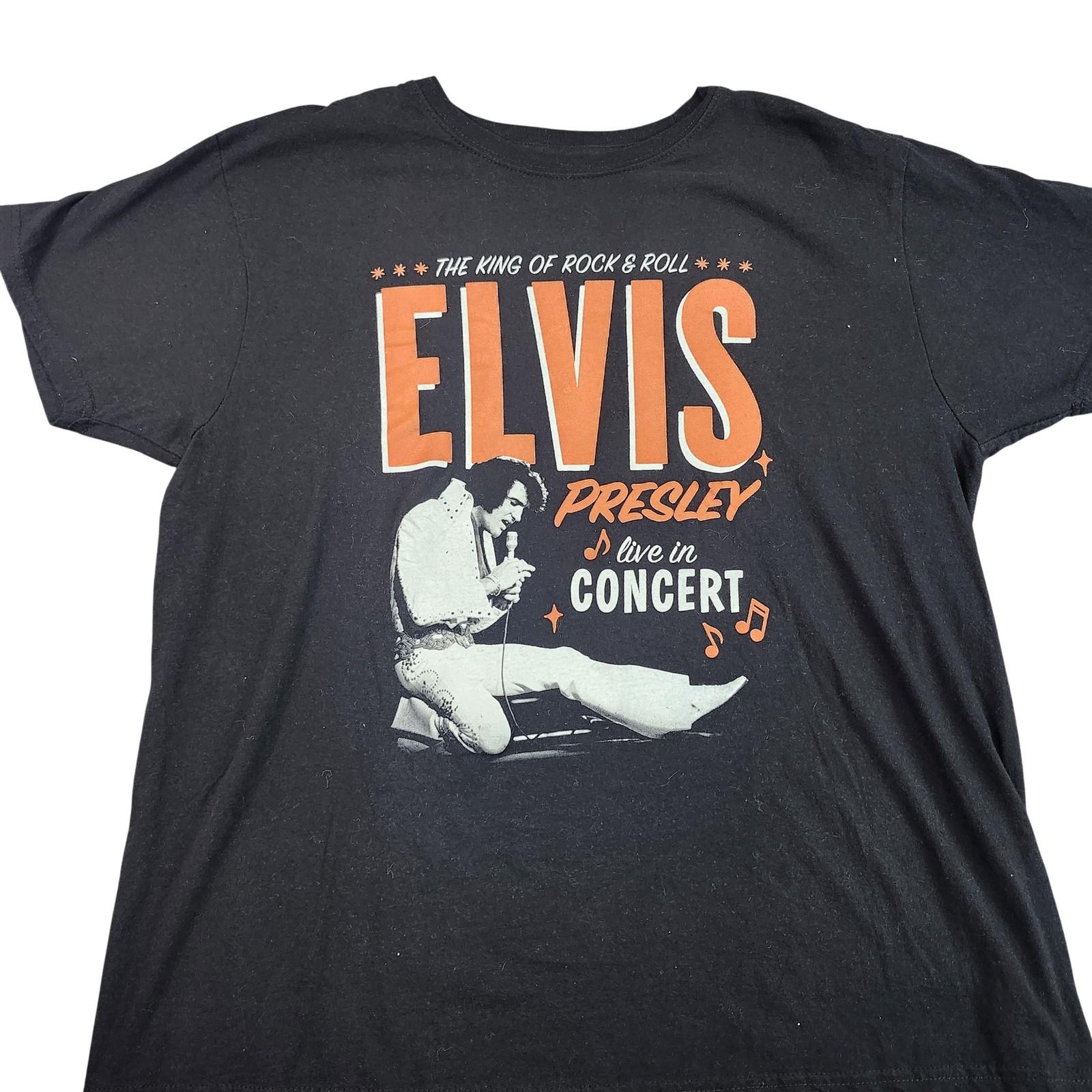 Elvis Presley Shirt Mens XL Black Live In Concert Graphic Tee Rock Roll Music Unisex T-Shirt XXL