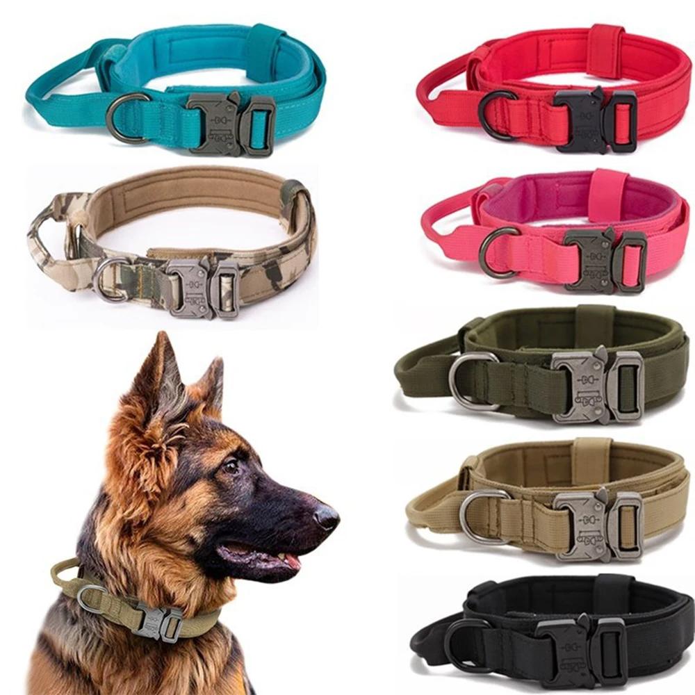 Pet Dog Collar Leash Sets Nylon Material Durable Dog Collar Reflective Leash Tactical Training Dog Collar Large Dog Leash Sets