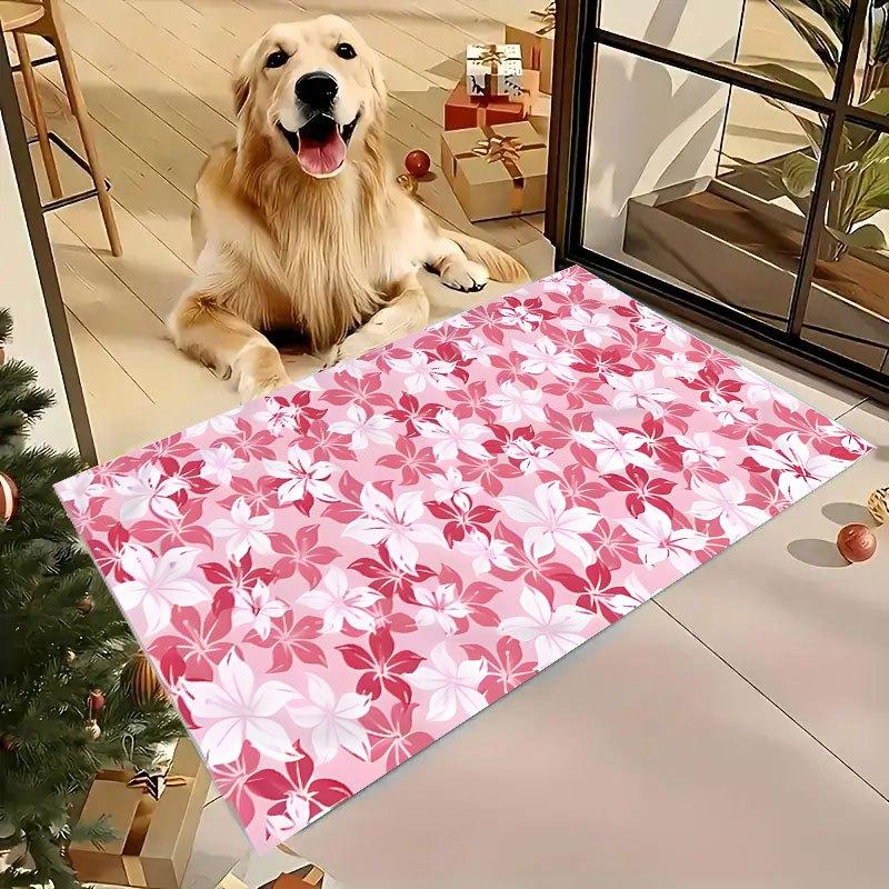 Cheerful Blossom Pet Friendly Doormat Artistic Floor Mat Living Room Bedroom Hallway Decoration Gift for Dog Owners