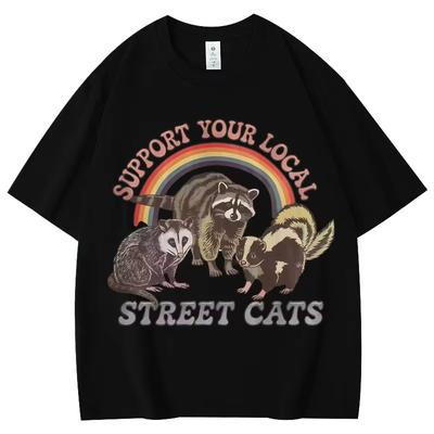 Vintage Funny Racoon Meme Graphic T Shirts Men Women Clothing Fashion Short Sleeve T-shirt Summer Casual Pure Cotton T-shirts