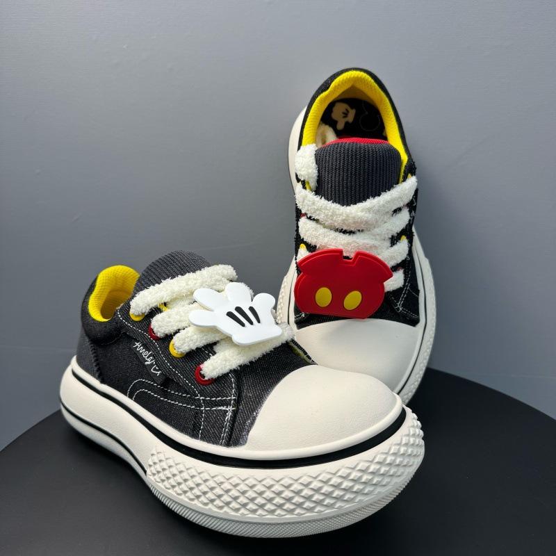 

Новые старые уродливые милые туфли на платформе с Микки Маусом, пара повседневных дышащих парусиновых туфель, увеличивающих высоту, низкие кроссовки с большой головой, прилив 44 чёрный