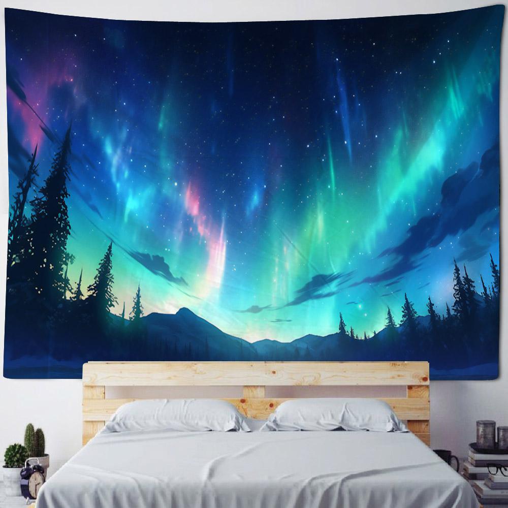 Urban Starry Sky Landscape Tapestry, Mysterious Universe Wall Hanging, Living Room, Bedroom Hanging Cloth, Home Art Decoration