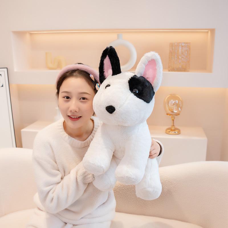 Simulasjon valpehund dukke plysjleketøy søt bull terrier dukke barn sove beroligende dukke