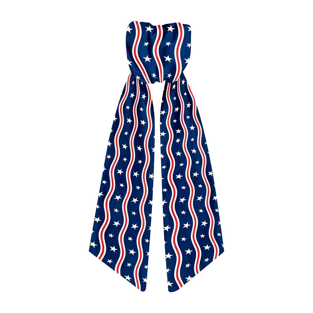 Patriotic Decorative Wreath Ribbon Bow with Star and Stripe Pattern for Indoor Outdoor Holiday Event 140x11cm