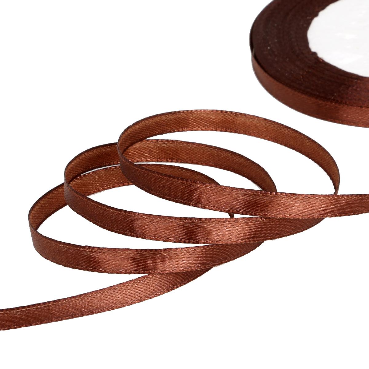 

25 ярдов атласные ленты для свадьбы, дня рождения, подарочная упаковка, рождественские принадлежности для Хэллоуина, фестиваля, ленты для рукоделия своими руками 7mm 25yards коричневый/глубокий