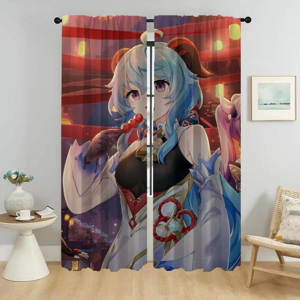 

Genshin Impact Blackout Curtains для камеры Современные шторы для гостиной 2 шт. Оконные шторы, тюли для спальни, кухни W50xH70cmx2pcs