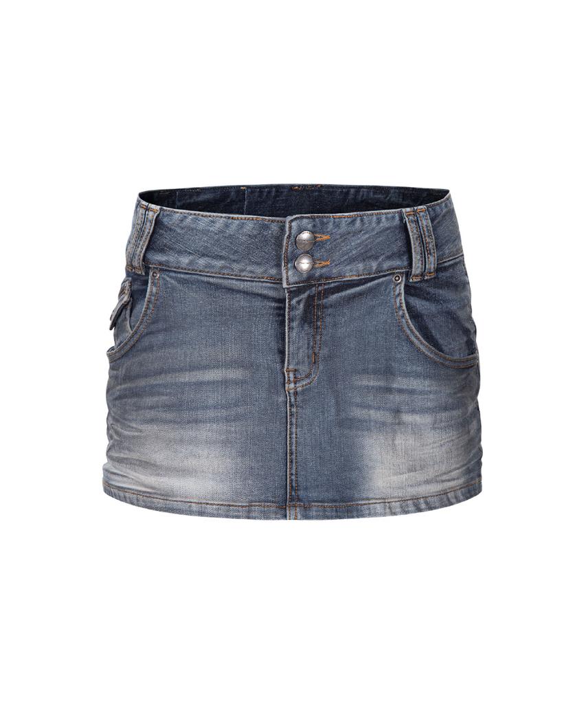 Peullijeunopallou Tommie Button Jeansrock (Schmutziges Blau)