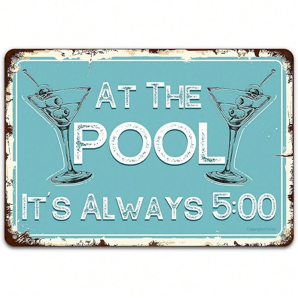 

Metal Wall Art Retro Poolside Decor Vintage Cocktail Party Plaque Home Bar Art Swimming Pool Wall Sign Leisure Man Cave Gift 20x30cm білий