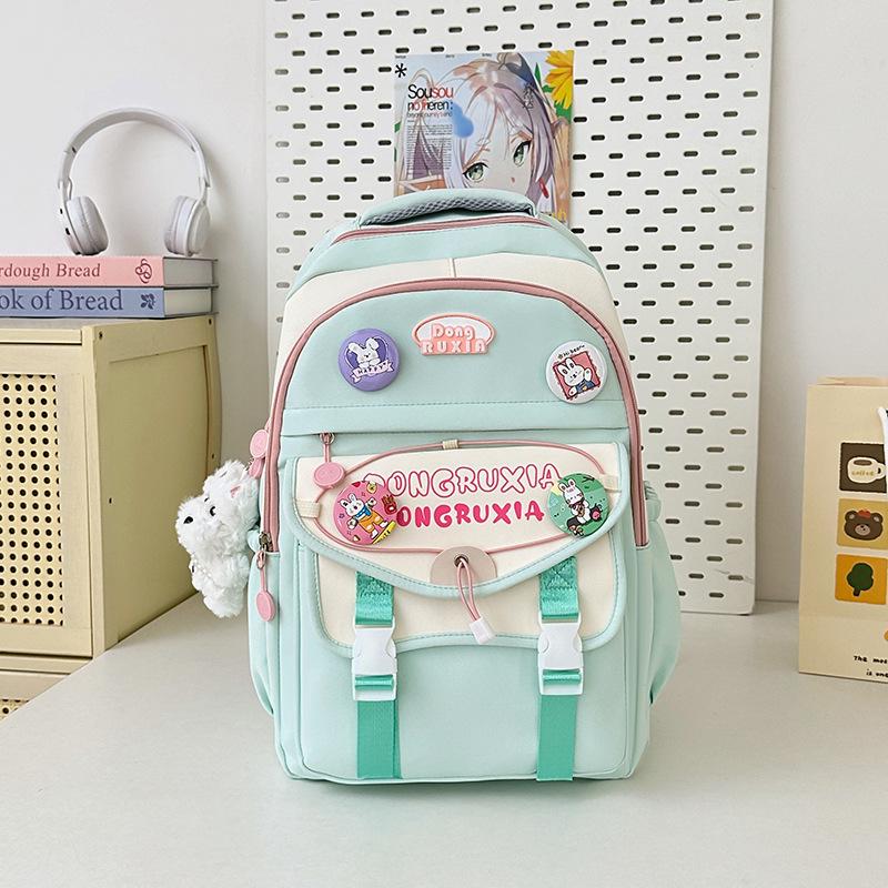 Korean Retro Contrasting Color Junior High School Student College Style Backpack Large Capacity Casual Travel Backpack