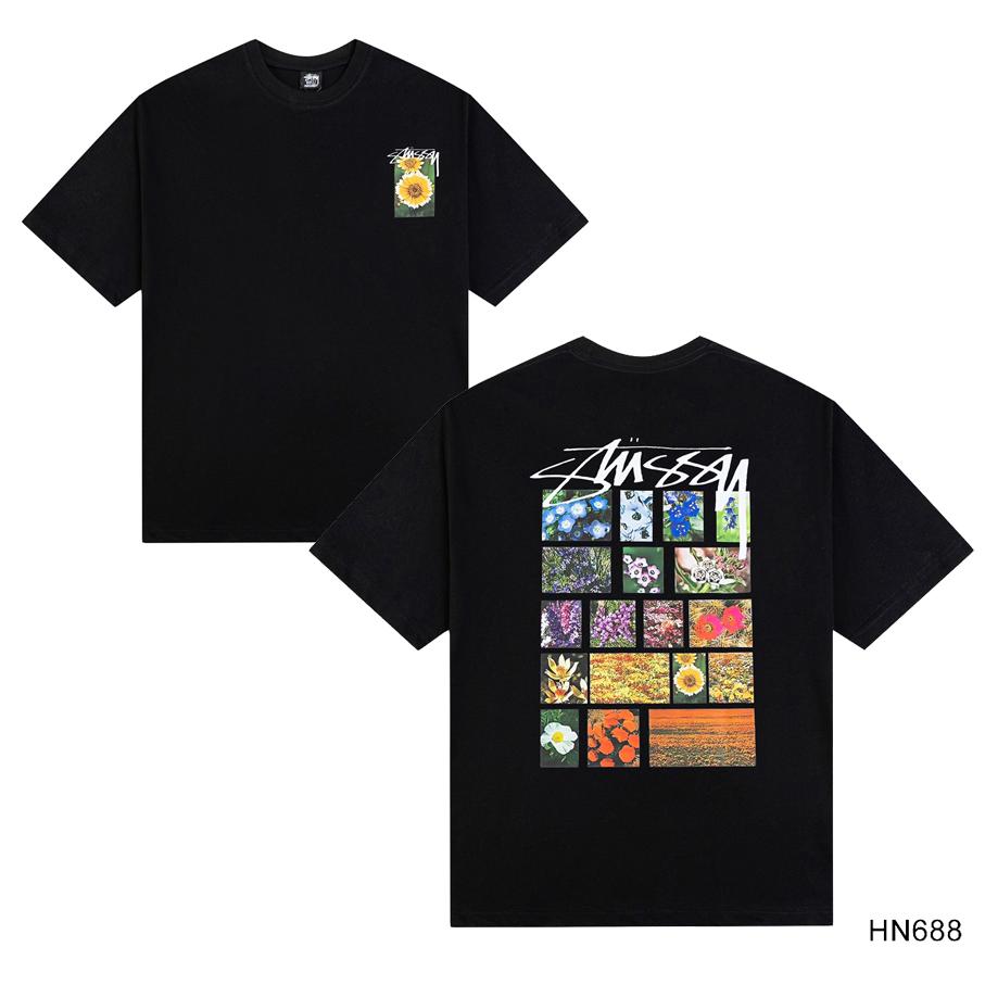 Stussy 2025 Sommer Neues Hochwertiges Rundhals-T-Shirt aus Baumwolle für Männer und Frauen Klassisches Logo mit neuem Musterdruck Paar-T-Shirt