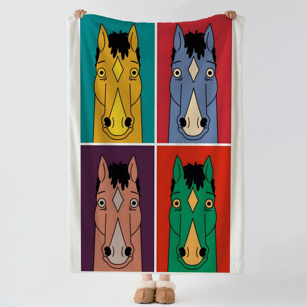 cartoon B-BoJack Horseman-n Throw Thick Comfort Flannel Quilt, Multi-scene Use Indoor Outdoor Daily Nap