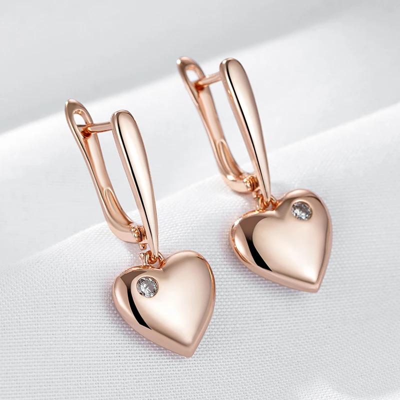 Golden Love Heart Pendant Earrings Simple Women Earrings Party Daily Fashion Jewelry Micro Inlay Zircon Gifts
