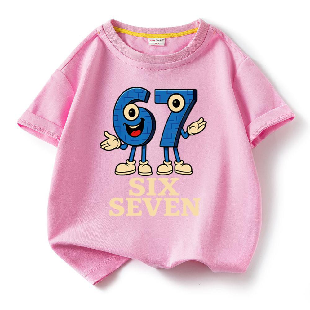 Kids Short Sleeve Tee T Shirt 67 Six Seven Funny Number Boys Girls Cotton Tops Sleeveless Girl Tshirt Summer Kids Clothing