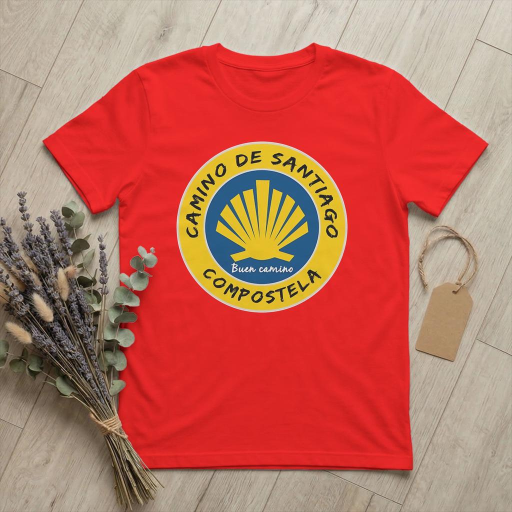 Cammino di Santiago St James Way T-shirt Unisex Escursionismo Magliette Uniche Manica Corta Girocollo T-shirt Cotone Top Originali