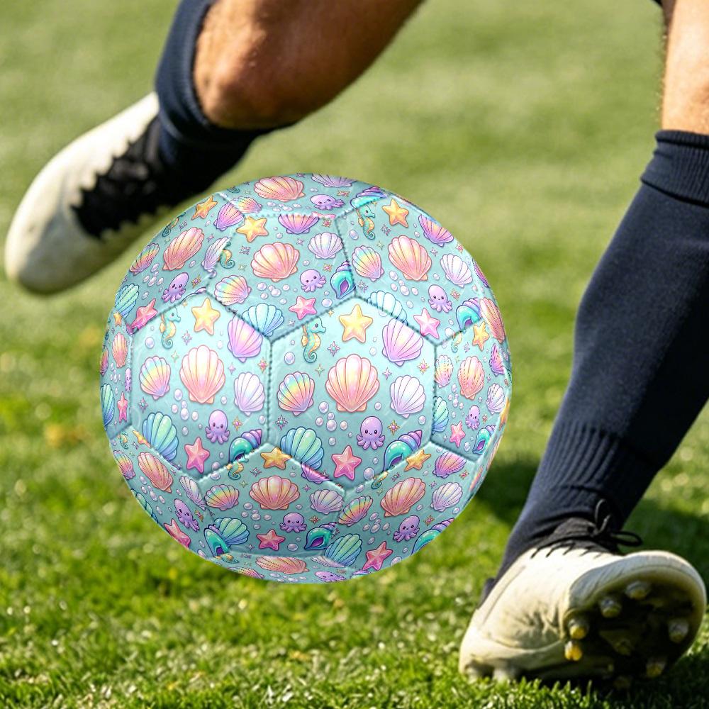 1pc Ocean Treasures Themed Soccer Ball, Size 5, Lightweight PVC Material, Outdoor Training Soccer Ball Gift. Q62225