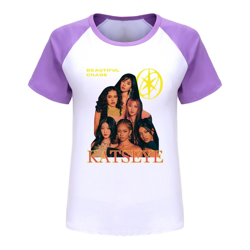 5346 Kids Girls KATSEYE Print Raglan Sleeves Cotton T-Shirt