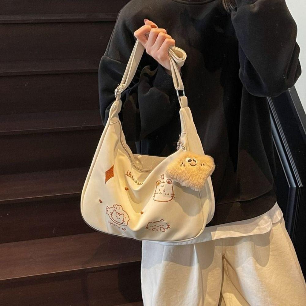 Large Capacity Cute Cat Shoulder Bag New Trendy Cartoon Commuting Bag  Students