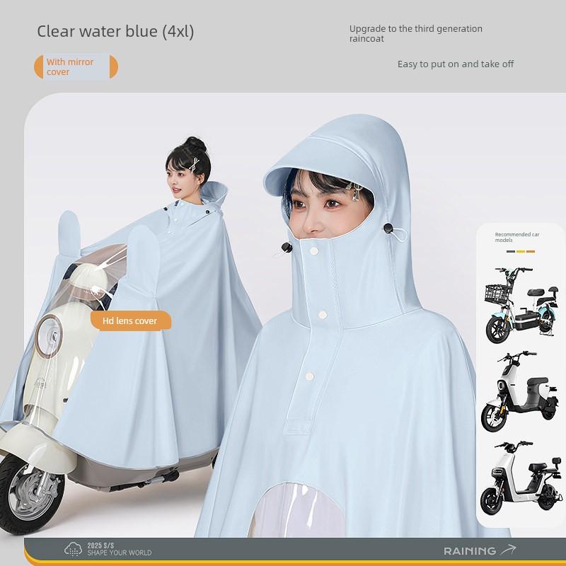 Electric Vehicle Raincoat, Single-Person Long Style, Full-Body Storm-Proof, Thickened and Enlarged Rain Poncho, Unisex, Specifically for Motorcycles