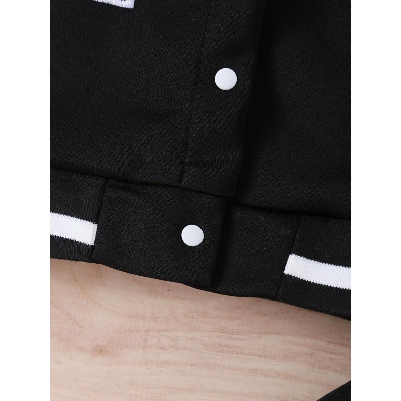 Autumn Baby Clothes Splicing Embroidered Letters Baseball Suit Jacket + Casual Trousers Two-Piece Set