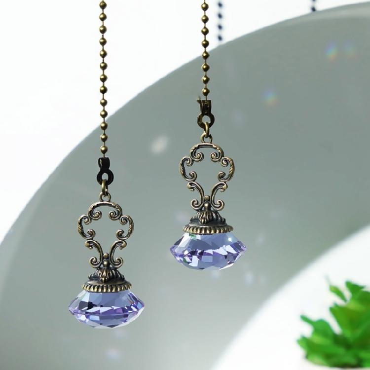 2PCS Bronze Crystal Pendant Home Decoration Car Trim Ceiling Fan Chain Extender Crystal Prism Drop Lamp Pendants
