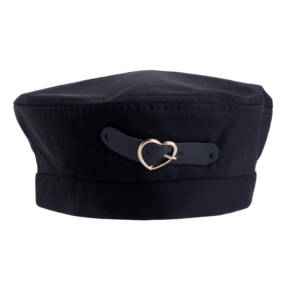 

Korean Adjustable Girls Keep Warm Winter Autumn Women Caps Painter Hat Love Heart Leather Buckle Beret чёрный