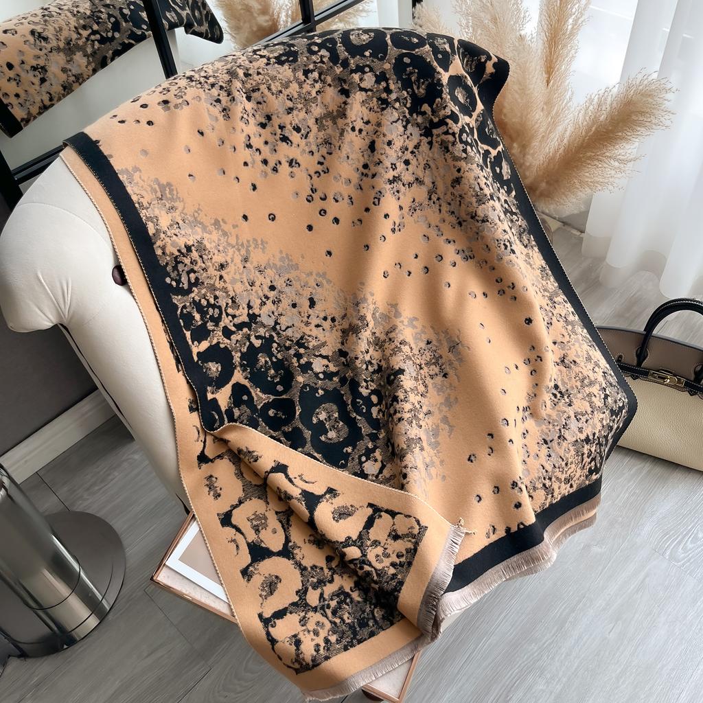 Thick Floral Scarf Pashmina Cashmere Travel Blanket Shawl  Comfortable Wrap Shawl Autumn Winter Elegant Coldproof Warm Scarf