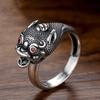 Adjustable Open Ring With Pixiu Fortune Beast Motif Sterling Unisex Vintage Style Finger