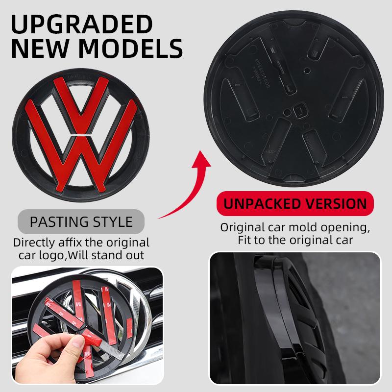 VW 2Pcs Replace Car Front Radiator Grille Emblem Rear Trunk Lid Badge For VW Golf 7 (2014 - 2017) -Emblem NC3