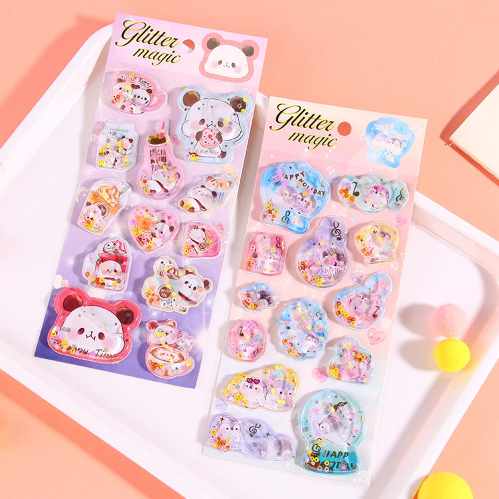 Kawaii Cartoon Colorful Dynamic Water Injection 3D Stickers Cute Diy Mobile Graffiti Decoration Stickers Holiday Gifts
