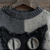 Layering Sweatshirt Halloween Gruseliges Gesicht Pullover für Damen Patchwork Print Strick Frühling Herbst Winter Oberteil Langarm Rundhals Genäht Herbst Outfit