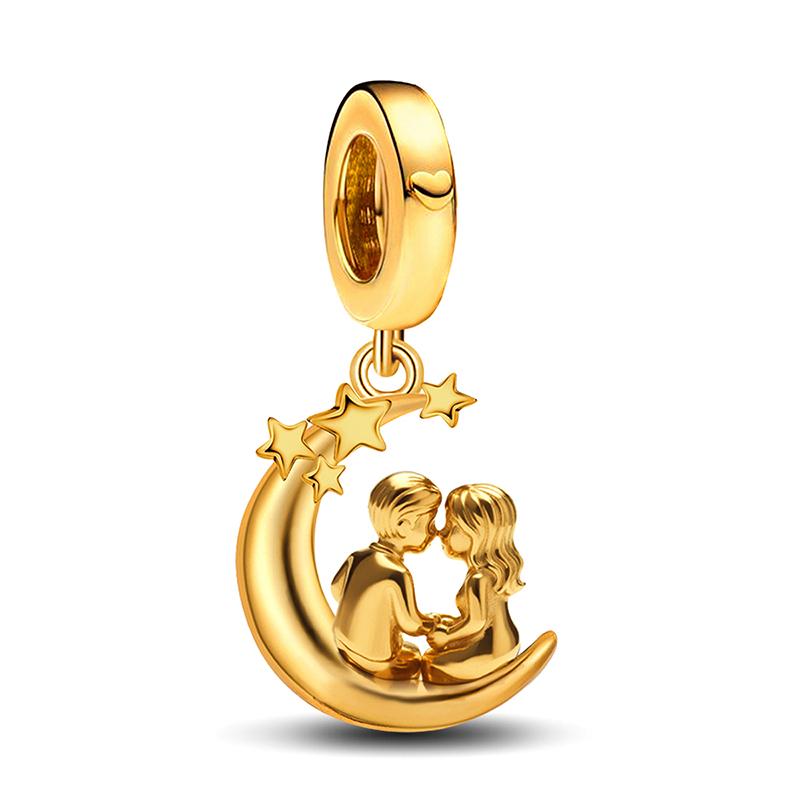 925 Silver Plated Cute Love Heart Firefly Golden Series Charms Bead For DIY Bracelet Necklace Making High Quality Jewelry Gift