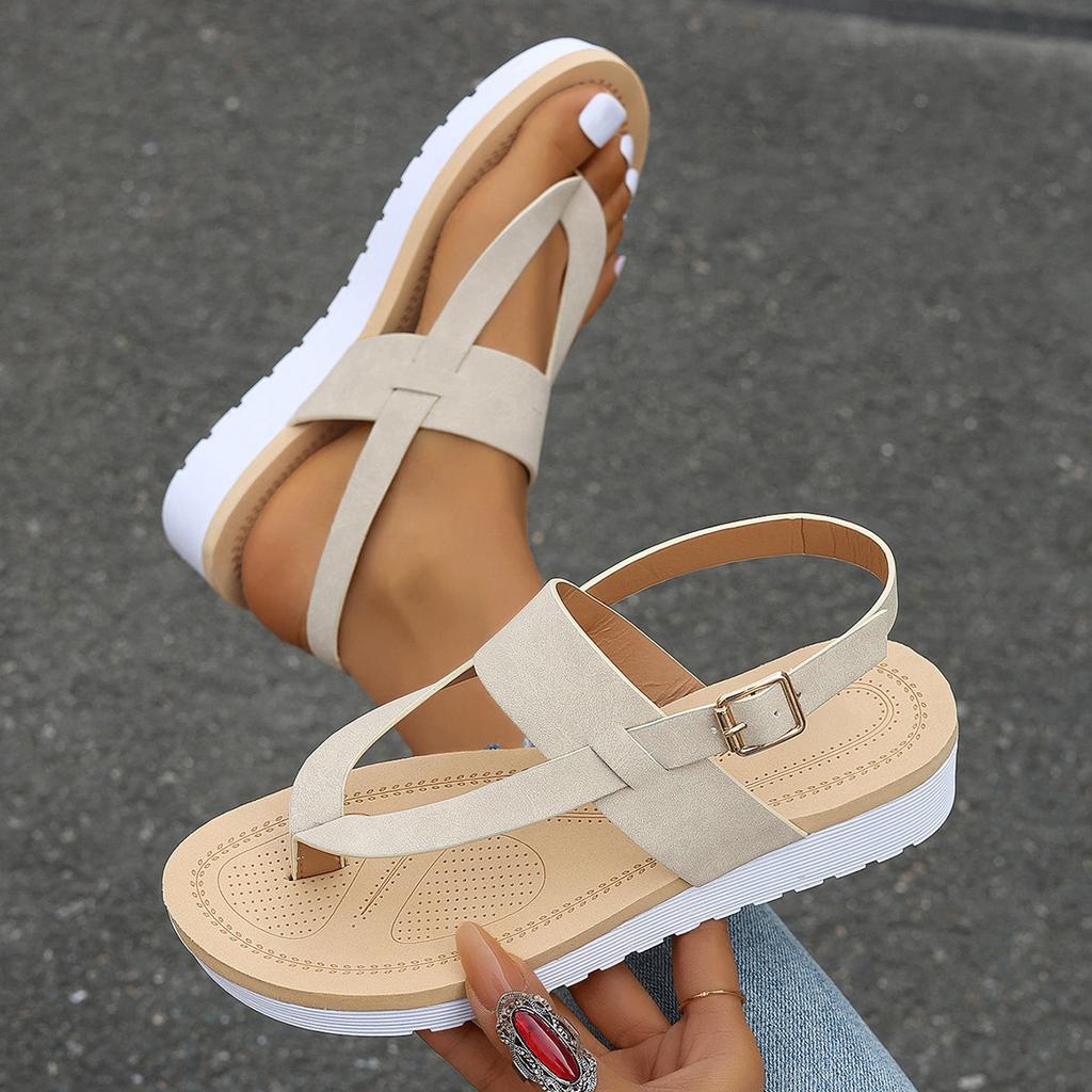Fashion Women Summer New Flat Sandals Lightweight Non Slip Beach Shoes Woman Platform Buckle Strap Clip Toe Sandals Sandalias Mujer