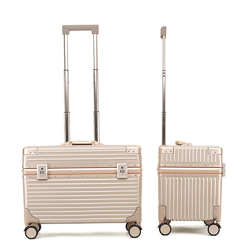 18" Aluminum Frame Top-Opening Suitcase with Universal Wheels for SLR Photography Travel, Flight Attendant, or Business Carry-On.