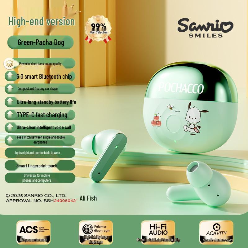 Sanrio K9 Bluetooth Noise-Canceling Cartoon Earbuds - Cute Mini Design with Ultra Long Battery Life
