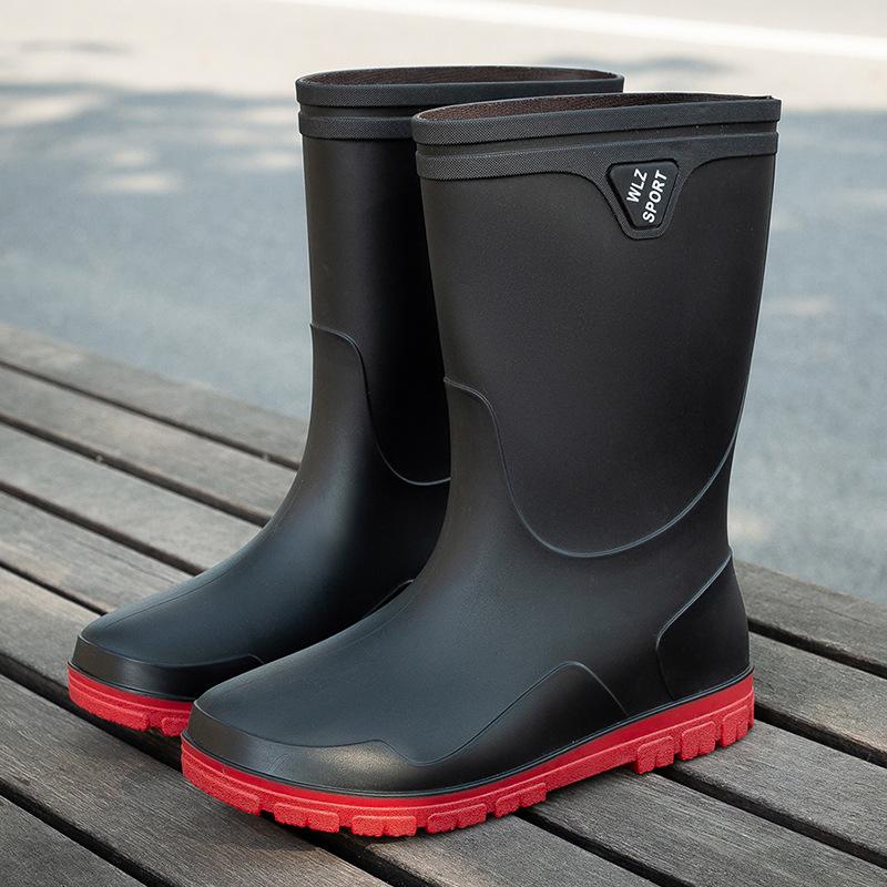 New Thickened Rain Shoes Men's Short Tube Non-slip Waterproof Shoes Wear-resistant Medium Tube Warm Bundle High Tube Rain Boots Rubber Shoes