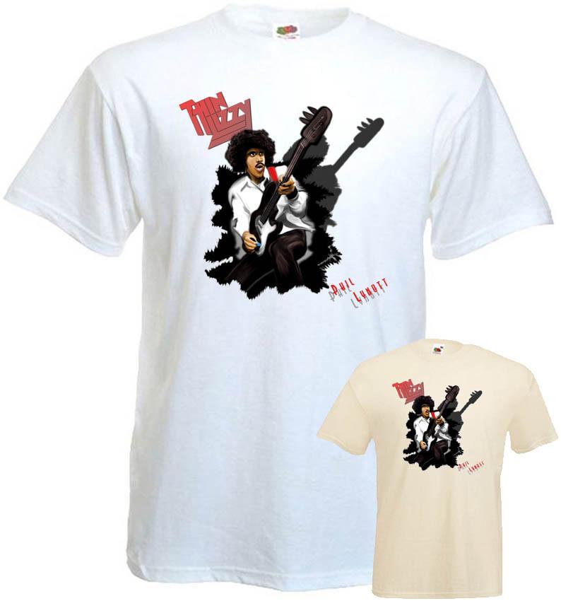 26 Thin Lizzy Phil Lynott - poster v1 T-shirt bianca naturale tutte le taglie S-5XL T-Shirt Unisex