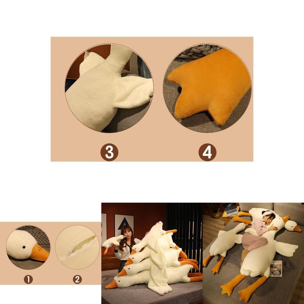 Huge 19.7/35.4/51.2in White Goose Plush Sleeping Toy Cushion For Kids