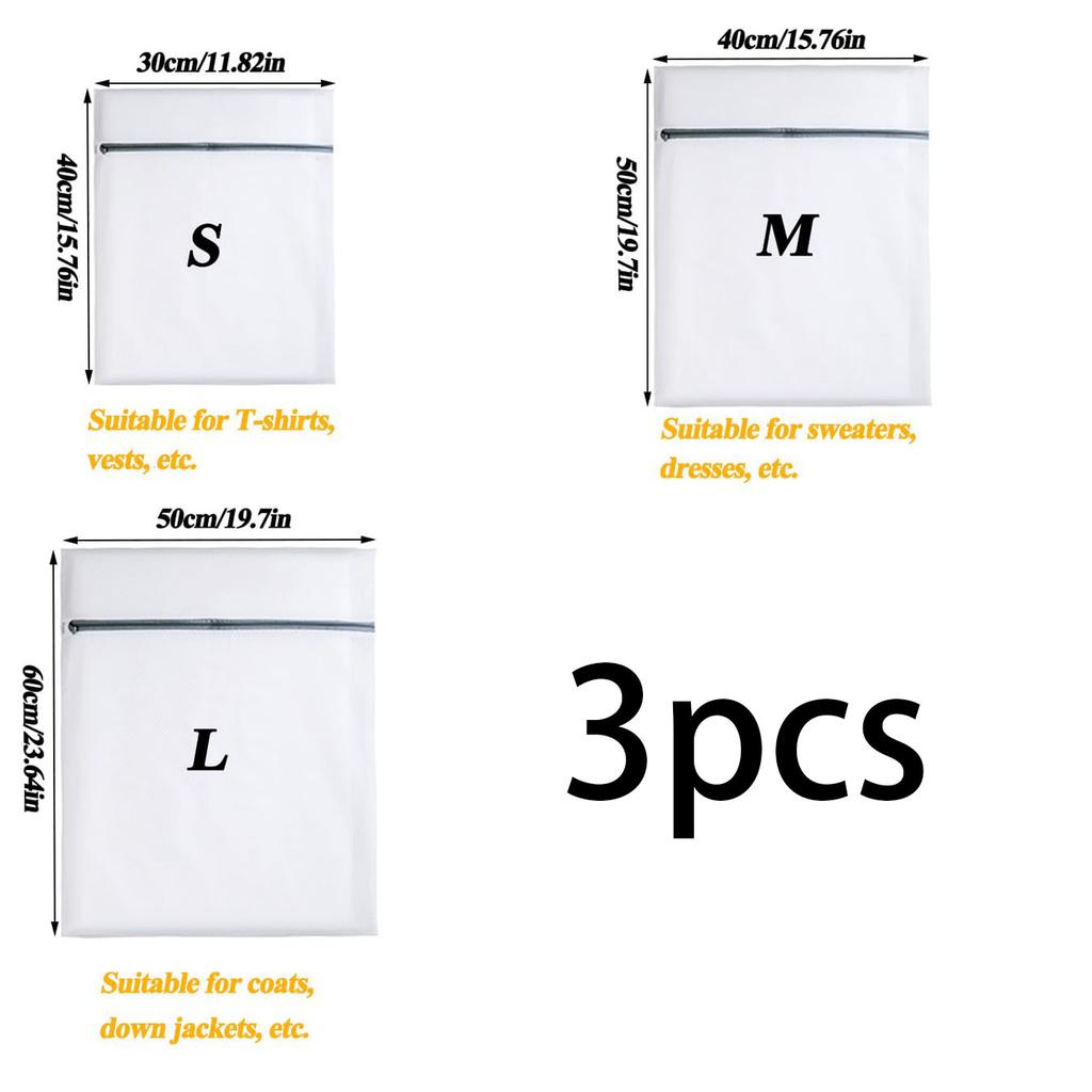3 Packs Fine Mesh Laundry Bags- Jumbo Durable Delicates Bag for Washing Machine for Jackets, Curtains,Lingerie, Shoes
