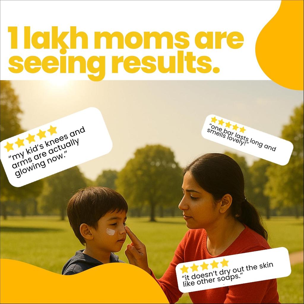 Tuco® Kids Bye, Dull Skin Soap Pack of 3X75gm with Turmeric, Shea Butter | Perfect for Dull & Sensitive Skin | Ages 2-5, 5-10, 10-15 | 3x 75gm