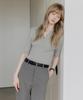LEFTSEOUL Button Collar Ribbed Half Knit [Gray]