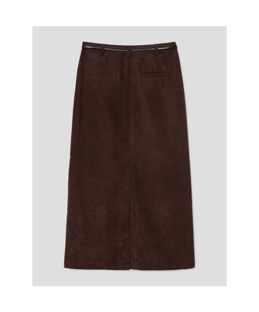 8SECONDS Poly Peach Belted Skirt Brown
