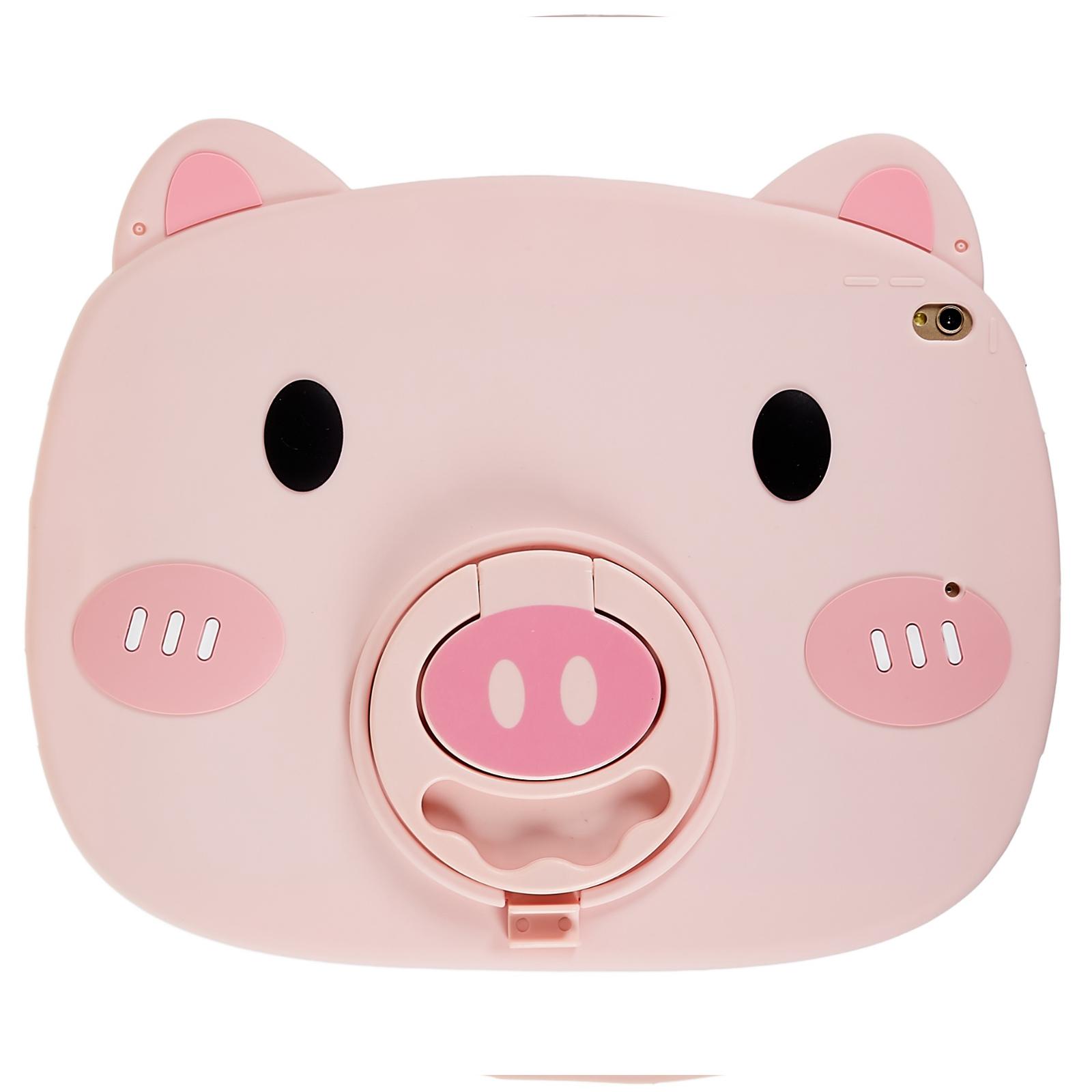 

For iPad 10.2 (2019)/(2020)/(2021)/iPad Pro 10.5-inch (2017)/(2019) Handle Kickstand 3D Cute Piggy Case Soft Silicone Shock Absorption Tablet Cover A