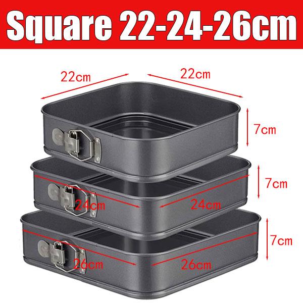 3-teiliges Antihaft-Kuchenbackformen-Set Kohlenstoffstahl Backgeschirr Runde Herz-Quadratische Backformen Käsekuchen Springform Backformen