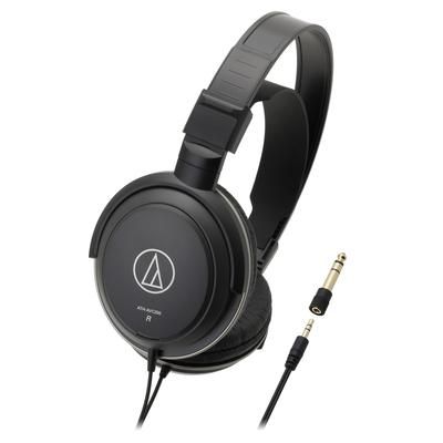 Auriculares Audio-Technica ATH-AVC200 con cable para música y películas (3 m, conexión estándar de 6,3 mm y miniconector de 3,5 mm), color negro