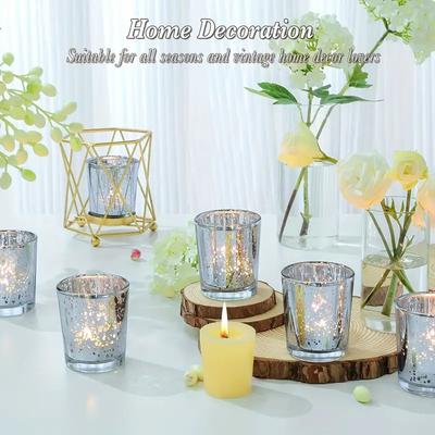 6/12pcs Candle Tray Festival Starry Sky Glass Wedding Painted Translucent Helicopter Cup Romantic Tea Candle Holder Party