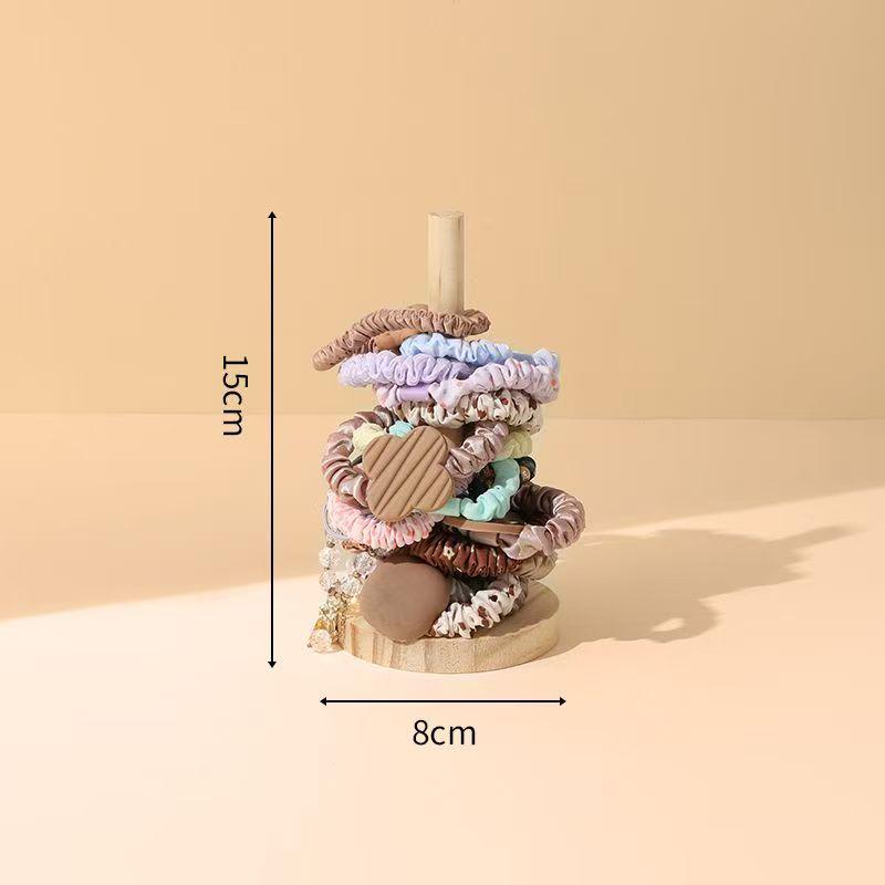 Solid Wood Bracelet & Hair Tie Display Stand - Jewelry Rack & Bangle Props for Live Streaming.